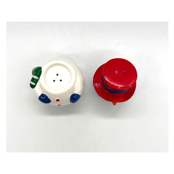 Vintage 1989 Snowman Ceramic Stackable Salt & Pepper Shakers - Picture 3 of 7